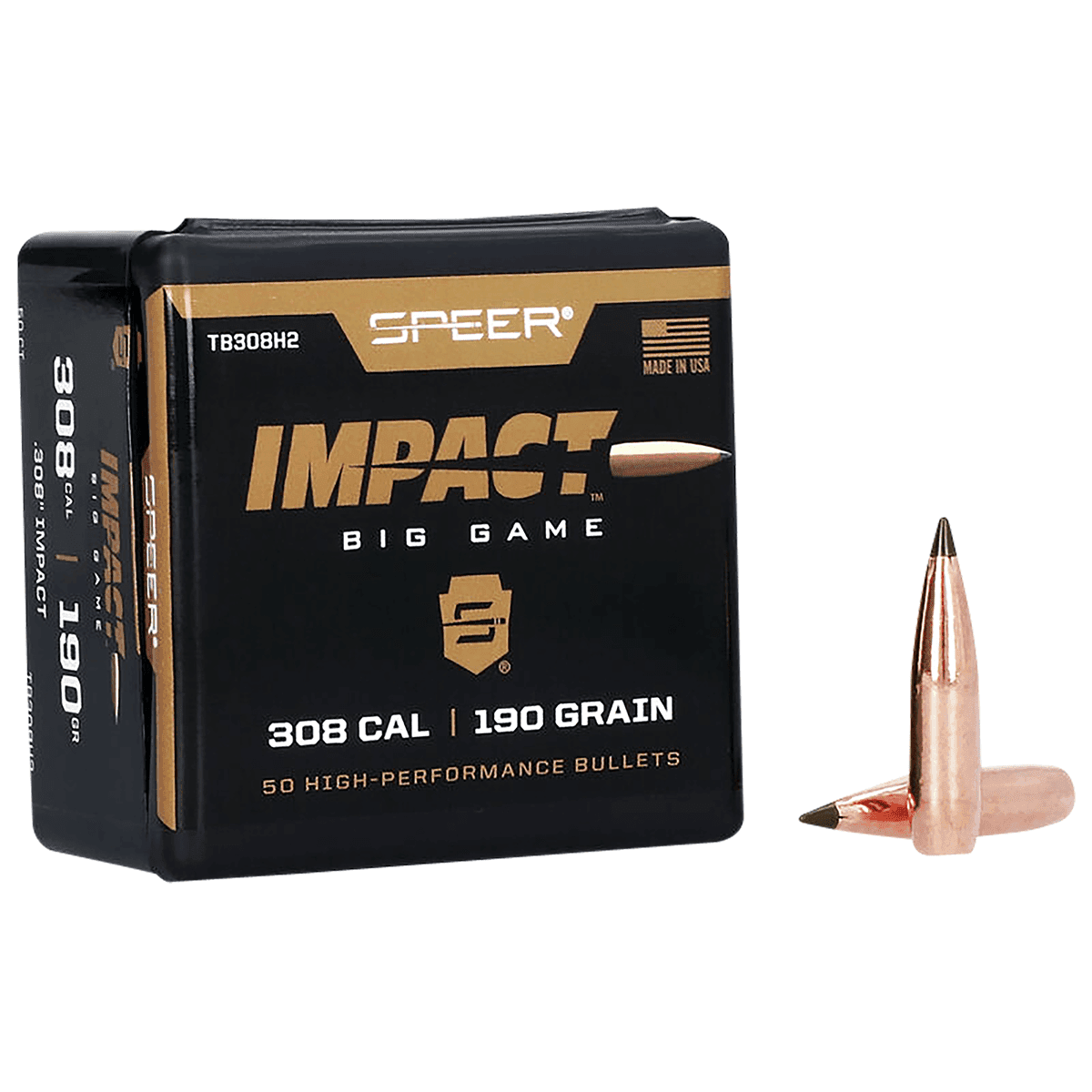 Speer TB308H2 Impact 30 Cal .308 190 gr Slipstream Polymer Tip 50 Per Box Speer TB308H2 Impact 30 Cal .308 190 gr Slipstream Polymer Tip 50 Per Box