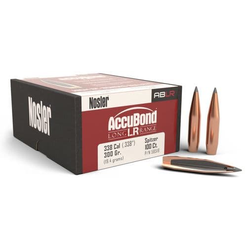 Nosler 58518 AccuBond Long Range 338 Caliber .338 300 GR Spitzer Point 100 Box Nosler 58518 AccuBond Long Range 338 Caliber .338 300 GR Spitzer Point 100 Box