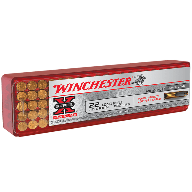 Winchester Ammo X22LRPP1 Super X 22 LR 40 gr Power Point Copper Plated 100 Per Box Winchester Ammo X22LRPP1 Super X 22 LR 40 gr Power Point Copper Plated 100 Per Box
