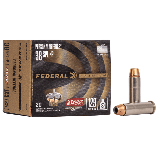 Federal Premium Personal Defense Ammo 38 Special +P 129 gr Hydra-Shok Jacketed Hollow Point 20 Bx/ 25 Cs Federal Premium Personal Defense Ammo 38 Special +P 129 gr Hydra-Shok Jacketed Hollow Point 20 Bx/ 25 Cs