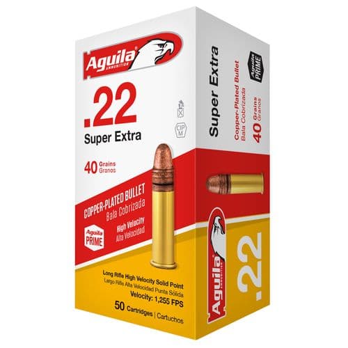 Aguila 1B222328 Standard High Velocity 22 LR 40 gr Copper-Plated Solid Point 50 Bx/ 100 Cs Aguila 1B222328 Standard High Velocity 22 LR 40 gr Copper-Plated Solid Point 50 Bx/ 100 Cs