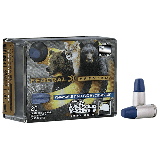 Federal P9SHC1 Premium 9mm Luger 147 gr Solid Core Synthetic 20 Bx Ammunition Federal P9SHC1 Premium 9mm Luger 147 gr Solid Core Synthetic 20 Bx Ammunition