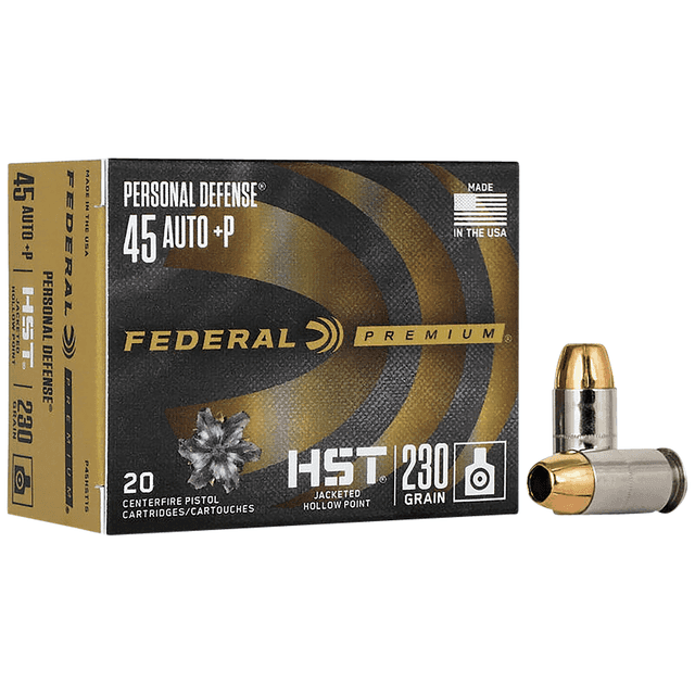 Federal P45HST1S Personal Defense HST 45 ACP 230 gr HST Jacketed Soft Point 20 Bx/ 25 Cs Federal P45HST1S Personal Defense HST 45 ACP 230 gr HST Jacketed Soft Point 20 Bx/ 25 Cs