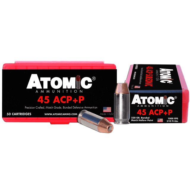 Atomic Ammunition 00433 Pistol Precision Craft 45 ACP +P 230gr Bonded Match Hollow Point 50 Per Box Atomic Ammunition 00433 Pistol Precision Craft 45 ACP +P 230gr Bonded Match Hollow Point 50 Per Box