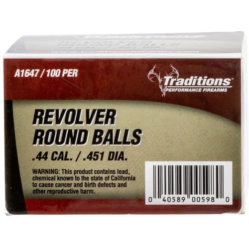 Traditions A1647 Revolver  44 Black Powder Lead Ball .451 Dia 140 gr 100 Traditions A1647 Revolver  44 Black Powder Lead Ball .451 Dia 140 gr 100