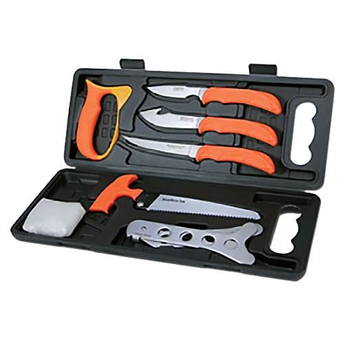 Outdoor Edge WP2 Wild-Pak Multiple Stainless Steel Skinner w/Gut Hook/Saw/Caper Orange Rubber Handle, Hard Carry Case Outdoor Edge WP2 Wild-Pak Multiple Stainless Steel Skinner w/Gut Hook/Saw/Caper Orange Rubber Handle, Hard Carry Case