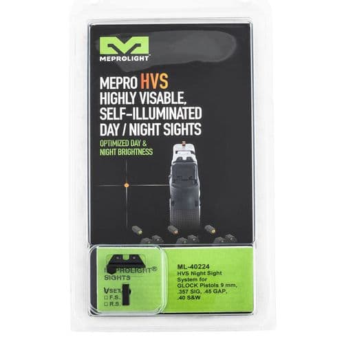 MEPRO USA LLC ML40224O HVS Fixed Set fits Glock 9, 40 Green w/Orange Outline Green Black MEPRO USA LLC ML40224O HVS Fixed Set fits Glock 9, 40 Green w/Orange Outline Green Black