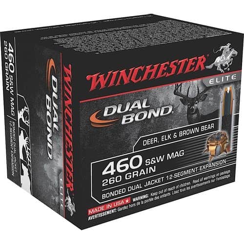 Winchester Ammo S460SWDB Dual Bond 460 S&W Mag 260 gr Dual Jacket Hollow Point 20 Bx/ 10 Cs Winchester Ammo S460SWDB Dual Bond 460 S&W Mag 260 gr Dual Jacket Hollow Point 20 Bx/ 10 Cs