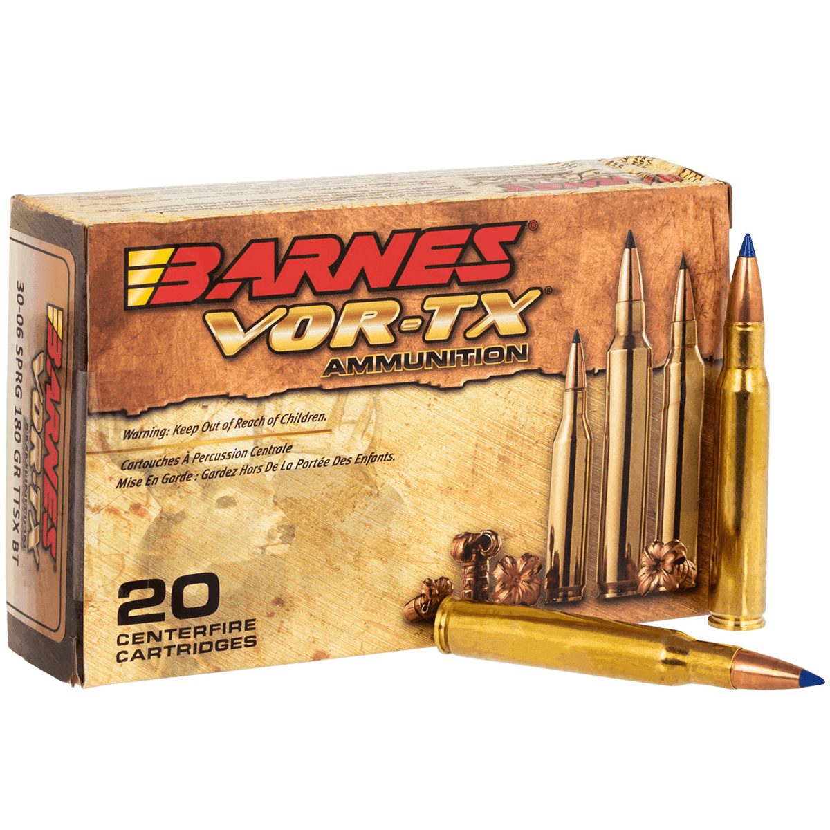 Barnes Bullets 21533 VOR-TX Rifle 30-06 Springfield 180 gr Tipped TSX Boat Tail Hunting Ammo Barnes Bullets 21533 VOR-TX Rifle 30-06 Springfield 180 gr Tipped TSX Boat Tail Hunting Ammo