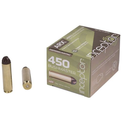 Inceptor 450BMARXBR15 Preferred Hunting 450 Bushmaster 158 gr ARX 20 Bx/ 10 Cs Inceptor 450BMARXBR15 Preferred Hunting 450 Bushmaster 158 gr ARX 20 Bx/ 10 Cs
