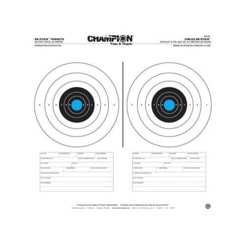 Champion Re-Stick 50 Foot Pistol Slow-Fire Self-Adhesive Targets Pack of 25 Champion Re-Stick 50 Foot Pistol Slow-Fire Self-Adhesive Targets Pack of 25