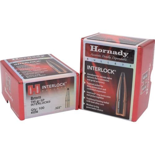 Hornady 3236 InterLock 8mm .323 195 GR Spire Point 100 Box Hornady 3236 InterLock 8mm .323 195 GR Spire Point 100 Box