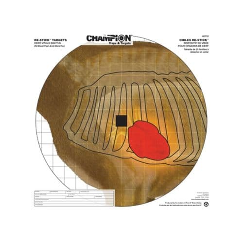 Champion Re-Stick Deer Vitals Sight-In Target 25 Pack Champion Re-Stick Deer Vitals Sight-In Target 25 Pack