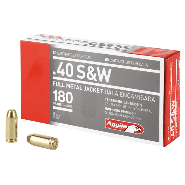 Aguila 1E402110 .40 S&W 180 Grain FMJ Flat Nose Ammunition (50 Rounds) Aguila 1E402110 .40 S&W 180 Grain FMJ Flat Nose Ammunition (50 Rounds)