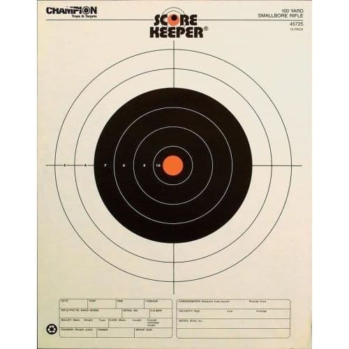 Champion Scorekeeper 100 Yard Small Bore Rifle Target 12 Pack Champion Scorekeeper 100 Yard Small Bore Rifle Target 12 Pack