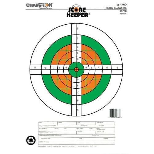 Champion 25 Yard Pistol Slow Fire Flourescent Target 12 Pack Champion 25 Yard Pistol Slow Fire Flourescent Target 12 Pack