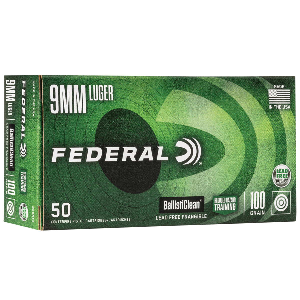 Federal BC9NT3 BallistiClean Reduced Hazard Training 9mm Luger 100 gr Lead-Free Frangible 50 Per Box Ammunition Federal BC9NT3 BallistiClean Reduced Hazard Training 9mm Luger 100 gr Lead-Free Frangible 50 Per Box Ammunition