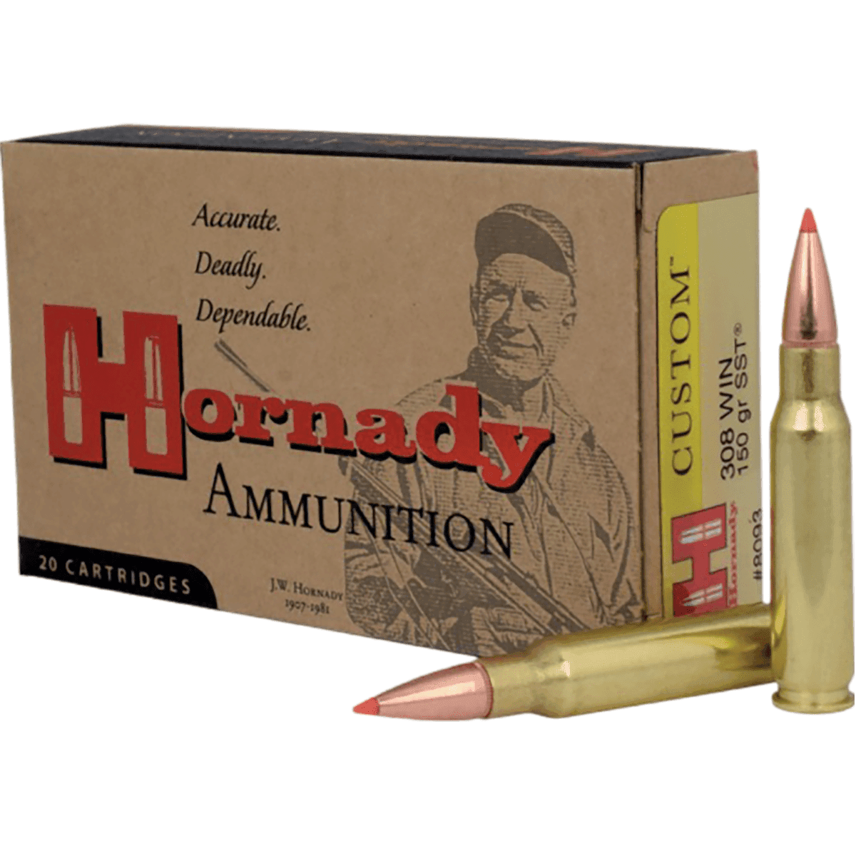 Hornady 8093 Custom 308 Win 150 gr Super Shock Tip 20 Per Box Hornady 8093 Custom 308 Win 150 gr Super Shock Tip 20 Per Box