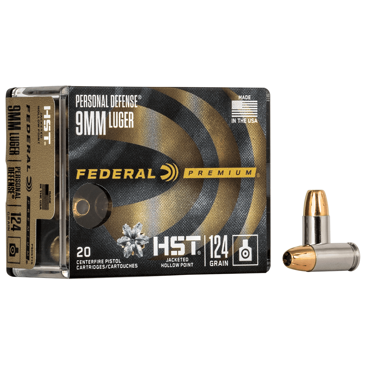 Federal P9HST1S Premium Personal Defense HST 9mm Luger 124 gr HST Jacketed Hollow Point 20 Bx Federal P9HST1S Premium Personal Defense HST 9mm Luger 124 gr HST Jacketed Hollow Point 20 Bx