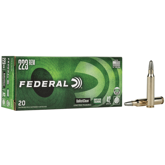 Federal BallistiClean Reduced Hazard Training 223 Rem 42 gr Lead Free Frangible 20 Per Box Federal BallistiClean Reduced Hazard Training 223 Rem 42 gr Lead Free Frangible 20 Per Box