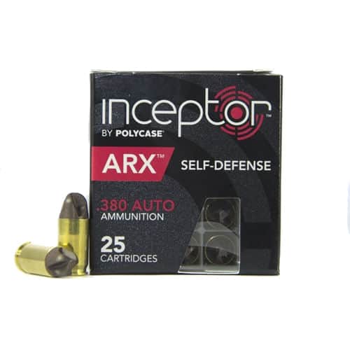 PolyCase ARX Inceptor .380 ACP 56 Grain Defensive Ammunition 25 Round Box PolyCase ARX Inceptor .380 ACP 56 Grain Defensive Ammunition 25 Round Box