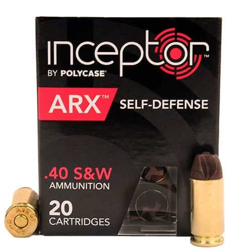 PolyCase ARX Inceptor .40 S&W 107 Grain Defensive Ammunition 25 Round Box PolyCase ARX Inceptor .40 S&W 107 Grain Defensive Ammunition 25 Round Box