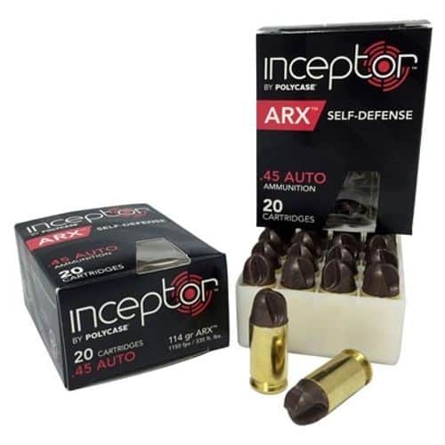 PolyCase ARX Inceptor .45 Auto 114 Grain Defensive Ammunition PolyCase ARX Inceptor .45 Auto 114 Grain Defensive Ammunition