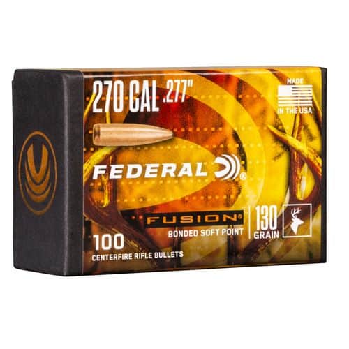 Federal FB277F2 Fusion Component 270 Caliber .277 130 GR Fusion Soft Point 100 Box Federal FB277F2 Fusion Component 270 Caliber .277 130 GR Fusion Soft Point 100 Box
