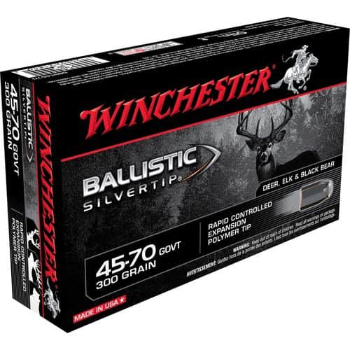 Winchester Ammo Ballistic Silvertip 45-70 Gov 300 gr Rapid Controlled Expansion Polymer Tip - SBST4570 Winchester Ammo Ballistic Silvertip 45-70 Gov 300 gr Rapid Controlled Expansion Polymer Tip - SBST4570