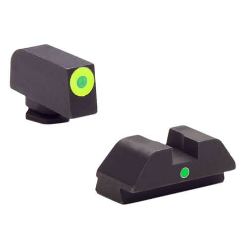 AmeriGlo GL305 i-Dot Night Sight Fits Glock 42/43 Tritium Green w/Lime Outline Front Steel Green Rear Black AmeriGlo GL305 i-Dot Night Sight Fits Glock 42/43 Tritium Green w/Lime Outline Front Steel Green Rear Black