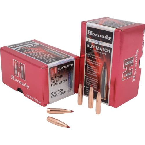 Hornady 26177 ELD Match 6.5mm .264 130 gr Extremely Low Drag-Match 100 Hornady 26177 ELD Match 6.5mm .264 130 gr Extremely Low Drag-Match 100
