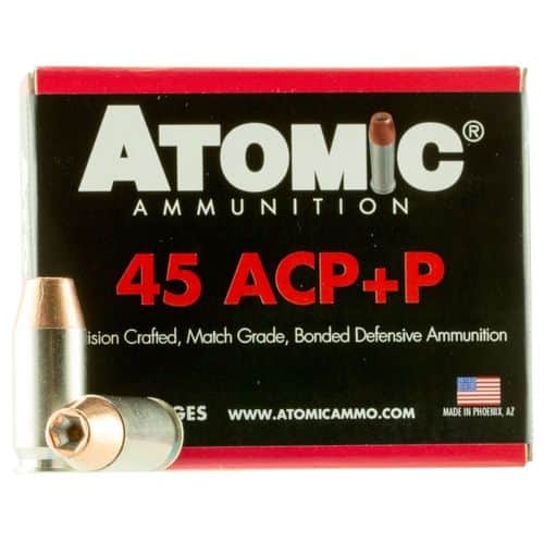 Atomic 00458 Pistol 45 ACP +P 185 gr Bonded Match Hollow Point 20 Bx/ 10 Cs Atomic 00458 Pistol 45 ACP +P 185 gr Bonded Match Hollow Point 20 Bx/ 10 Cs