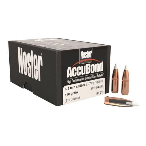Nosler 54382 AccuBond 6.8mm .277 110 GR Spitzer Point 50 Box Nosler 54382 AccuBond 6.8mm .277 110 GR Spitzer Point 50 Box