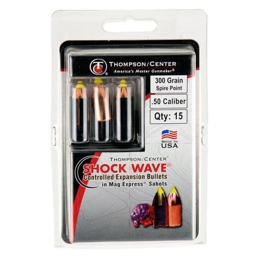 T/C Accessories 17008230 Shock Wave Controlled Expansion 50 Black Powder Spire Point 300 GR 15 Box T/C Accessories 17008230 Shock Wave Controlled Expansion 50 Black Powder Spire Point 300 GR 15 Box