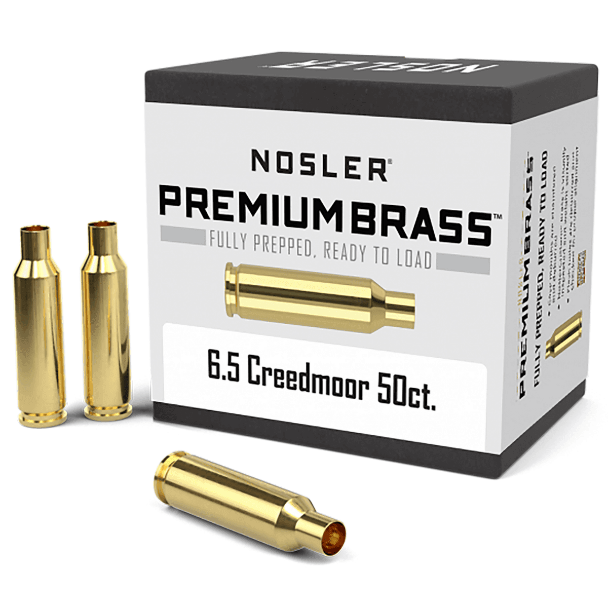 Nosler Premium Brass Unprimed Cases, 6.5Creedmoor Rifle 50/Box - 44824 Nosler Premium Brass Unprimed Cases, 6.5Creedmoor Rifle 50/Box - 44824