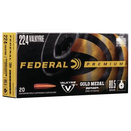 Federal GM224VLKBH2 Gold Medal 224 Valkyrie 80.5 gr Berger Boat Tail Target 20 Bx/ 10 Cs Federal GM224VLKBH2 Gold Medal 224 Valkyrie 80.5 gr Berger Boat Tail Target 20 Bx/ 10 Cs