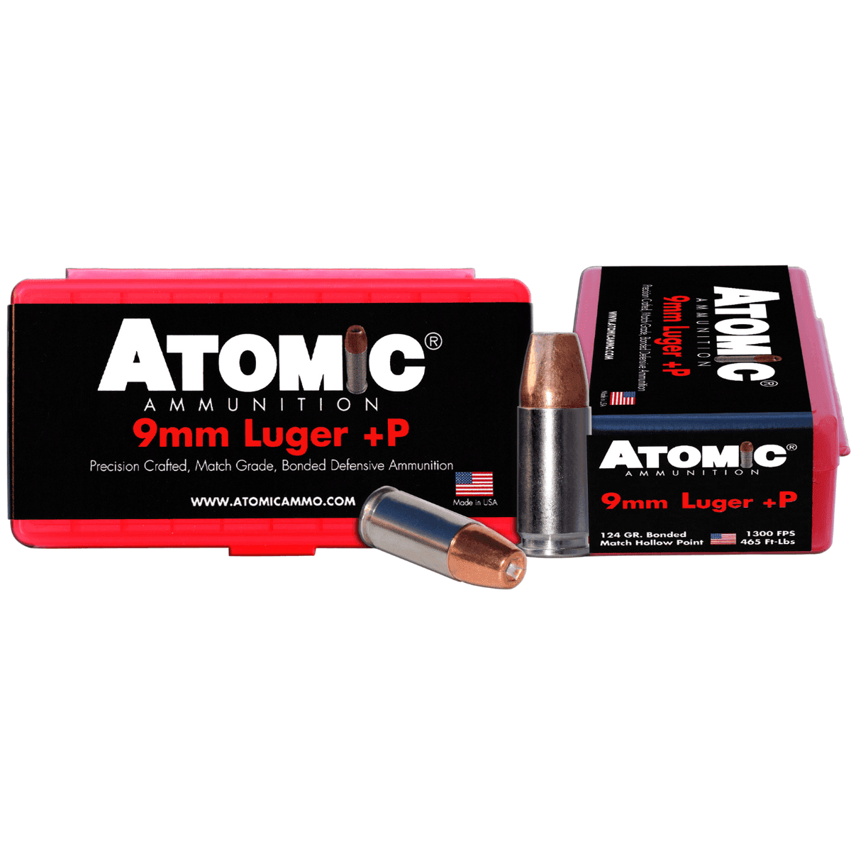 Atomic Ammunition Precision Craft Pistol 9mm Luger Bonded Match Hollow Point 124 grain, 20 Per Box - 00454 Atomic Ammunition Precision Craft Pistol 9mm Luger Bonded Match Hollow Point 124 grain, 20 Per Box - 00454