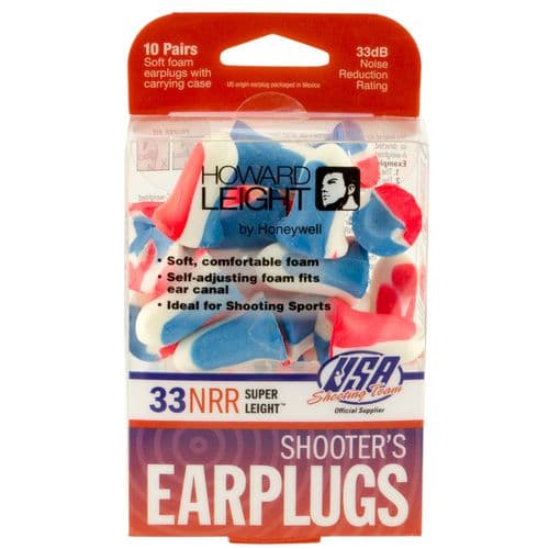 Howard Leight R01891 Super Leight Earplugs USA Shooters Earplugs 33 dB Red/White/Blue Howard Leight R01891 Super Leight Earplugs USA Shooters Earplugs 33 dB Red/White/Blue