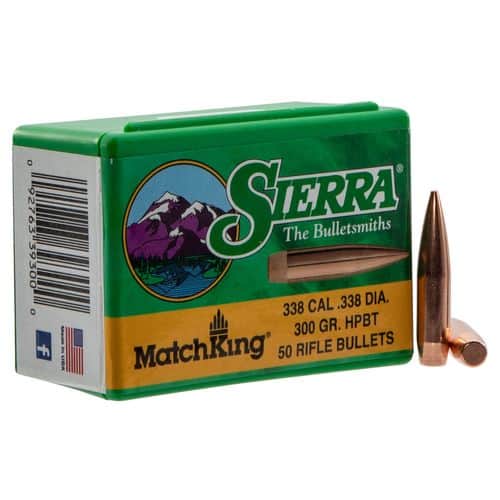 Sierra 9300T MatchKing 338 Caliber .338 300 GR Hollow Point Boat Tail 50 Box Sierra 9300T MatchKing 338 Caliber .338 300 GR Hollow Point Boat Tail 50 Box