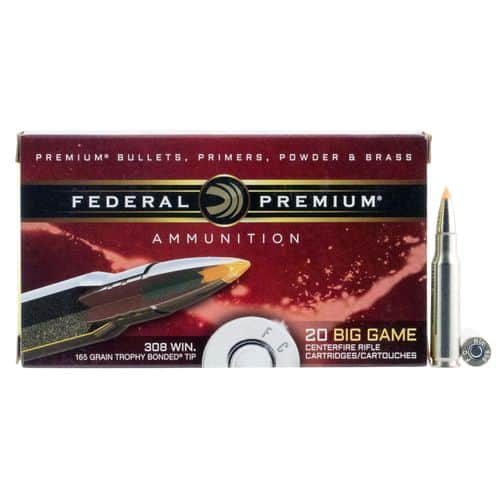 Federal P308TT2 Premium 308 Win 165 gr Trophy Bonded Tip 20 Bx/ 10 Cs Federal P308TT2 Premium 308 Win 165 gr Trophy Bonded Tip 20 Bx/ 10 Cs
