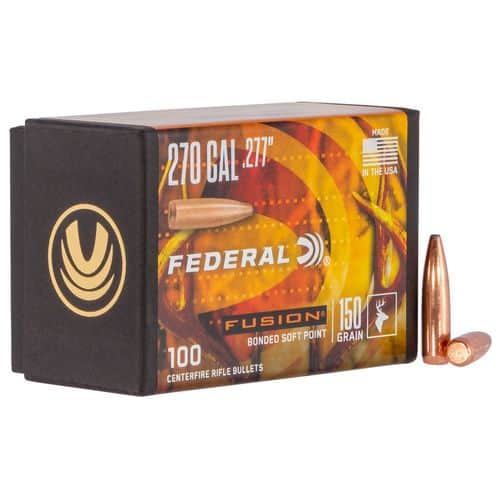 Federal FB277F4 Fusion Component 270 Caliber .277 150 GR Fusion Soft Point 100 Box Federal FB277F4 Fusion Component 270 Caliber .277 150 GR Fusion Soft Point 100 Box