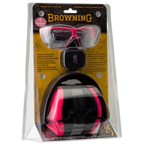 Browning 126373 Range Kit Earmuff/Plugs/Glasses 27/31 dB Pink Browning 126373 Range Kit Earmuff/Plugs/Glasses 27/31 dB Pink