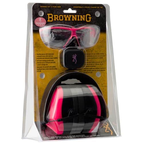 Browning 126373 Range Kit Earmuff/Plugs/Glasses 27/31 dB Pink Browning 126373 Range Kit Earmuff/Plugs/Glasses 27/31 dB Pink