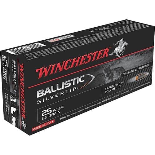 Winchester Ammo Ballistic Silvertip 25 WSSM 85 gr Fragmenting Polymer Tip - SBST25WSS Winchester Ammo Ballistic Silvertip 25 WSSM 85 gr Fragmenting Polymer Tip - SBST25WSS