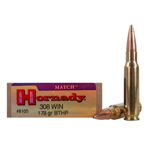 Hornady Match .308 WIN 178 Grain Boat Tail Hollow Point 20 Rounds Per Box Hornady Match .308 WIN 178 Grain Boat Tail Hollow Point 20 Rounds Per Box
