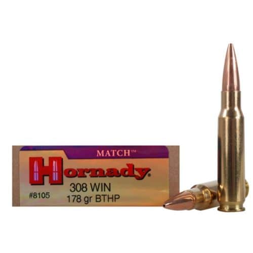 Hornady Match .308 WIN 178 Grain Boat Tail Hollow Point 20 Rounds Per Box Hornady Match .308 WIN 178 Grain Boat Tail Hollow Point 20 Rounds Per Box