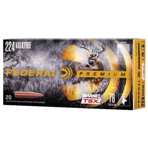 Federal P224VLKBTSX1 Premium 224 Valkyrie 78 gr Barnes Triple-Shock X 20 Bx/ 10 Cs Federal P224VLKBTSX1 Premium 224 Valkyrie 78 gr Barnes Triple-Shock X 20 Bx/ 10 Cs