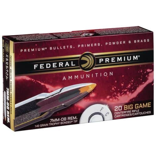 Federal P708TT2 Premium 7mm-08 Rem 140 gr Trophy Bonded Tip 20 Bx/ 10 Cs Federal P708TT2 Premium 7mm-08 Rem 140 gr Trophy Bonded Tip 20 Bx/ 10 Cs