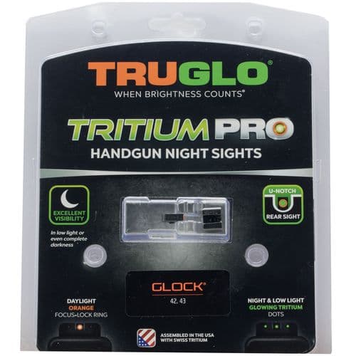 Truglo Tritium Pro Night Sights S&W M&P Green Tritium w/Orange Outline Front Tritium Green w/Black Outline Rear Black Truglo Tritium Pro Night Sights S&W M&P Green Tritium w/Orange Outline Front Tritium Green w/Black Outline Rear Black