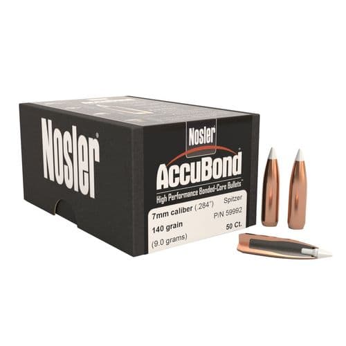 Nosler 59992 AccuBond 7mm .284 140 GR Spitzer Point 50 Box Nosler 59992 AccuBond 7mm .284 140 GR Spitzer Point 50 Box
